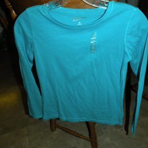 ARIZONA JEANS NWT Girls TURQUOISE Blue Long Sleeved Top Sz  MEDIUM 10/12 T SHIRT